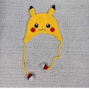 Pokemon Pikachu Knit Hat With Ears And Pokeballs Beanie